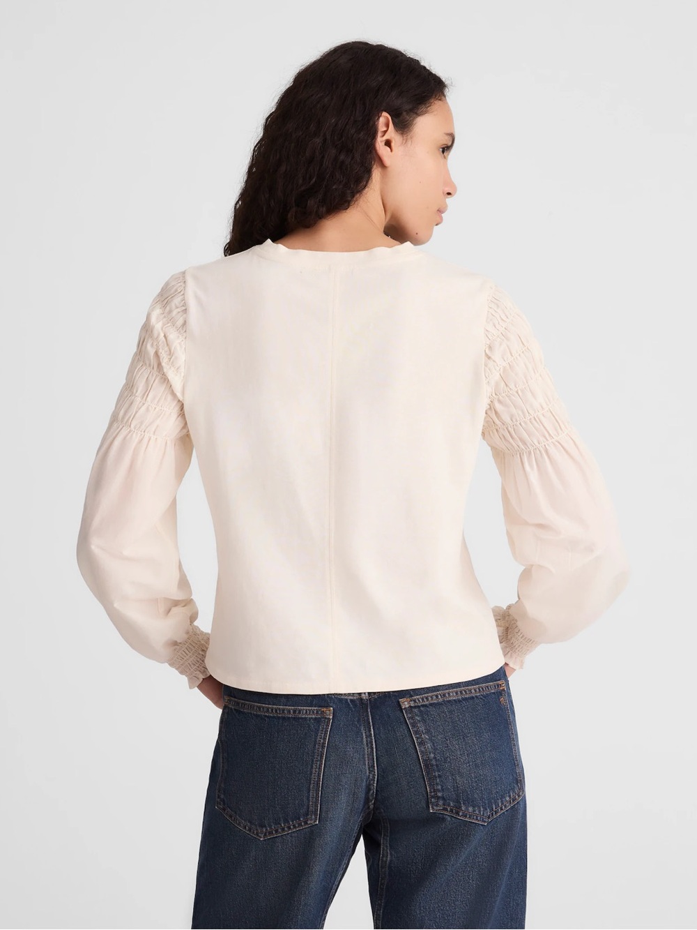 Madewell Smocked Long-Sleeve Tee S - Picture 4 of 10